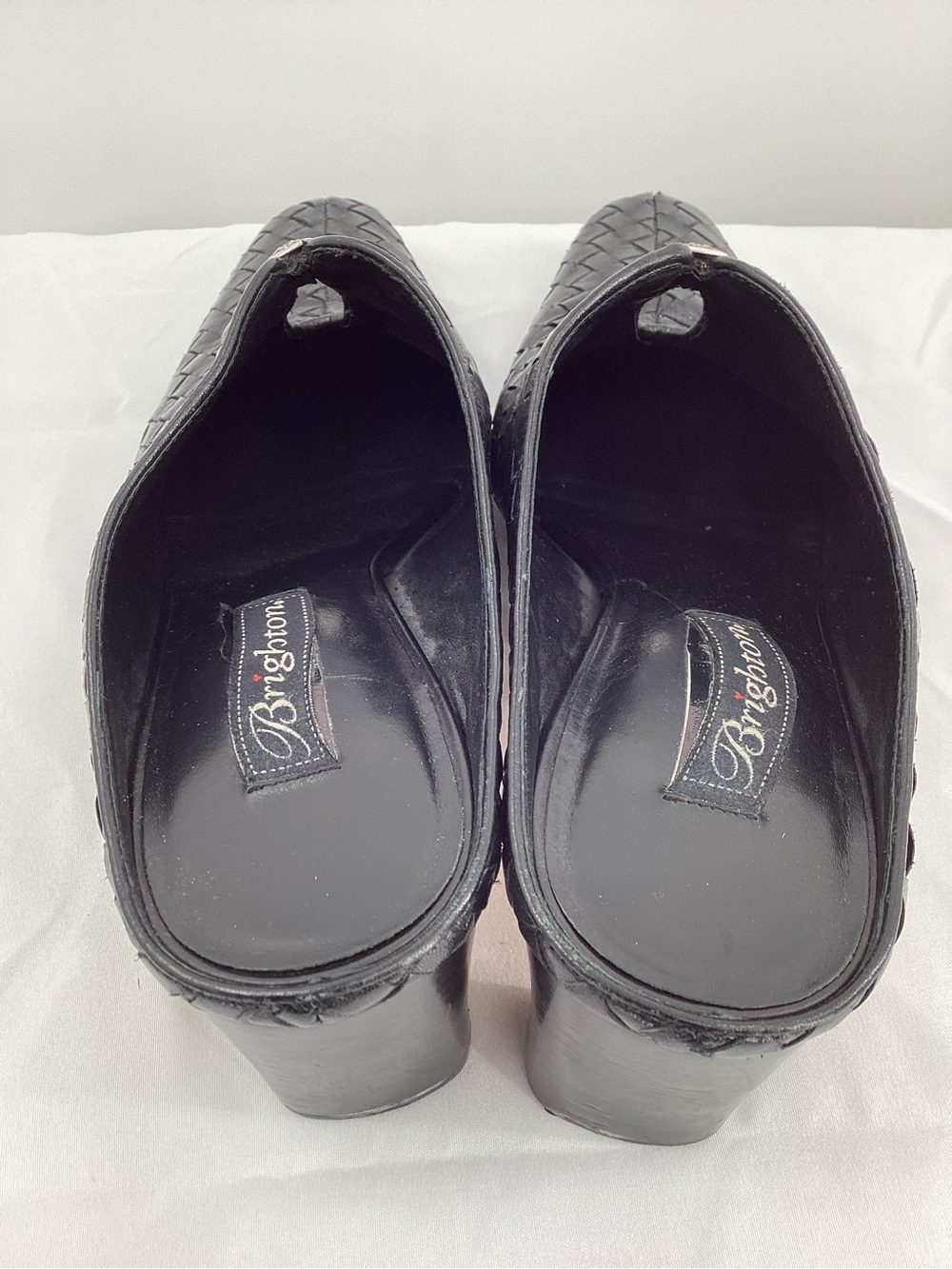 Brighton Tynan Black Woven Leather Mule Heels View 6